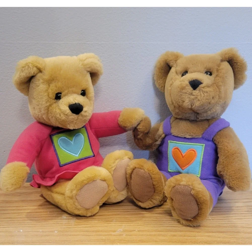 1997 Hallmark Kiss Kiss Magnetic Bears Limited Ed Valentines Day Plush Set 8in